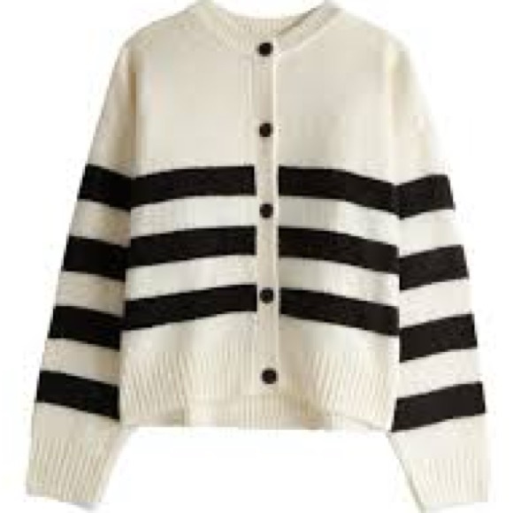 Darling Black and Cream Striped Sweater - Picture 2 of 9
